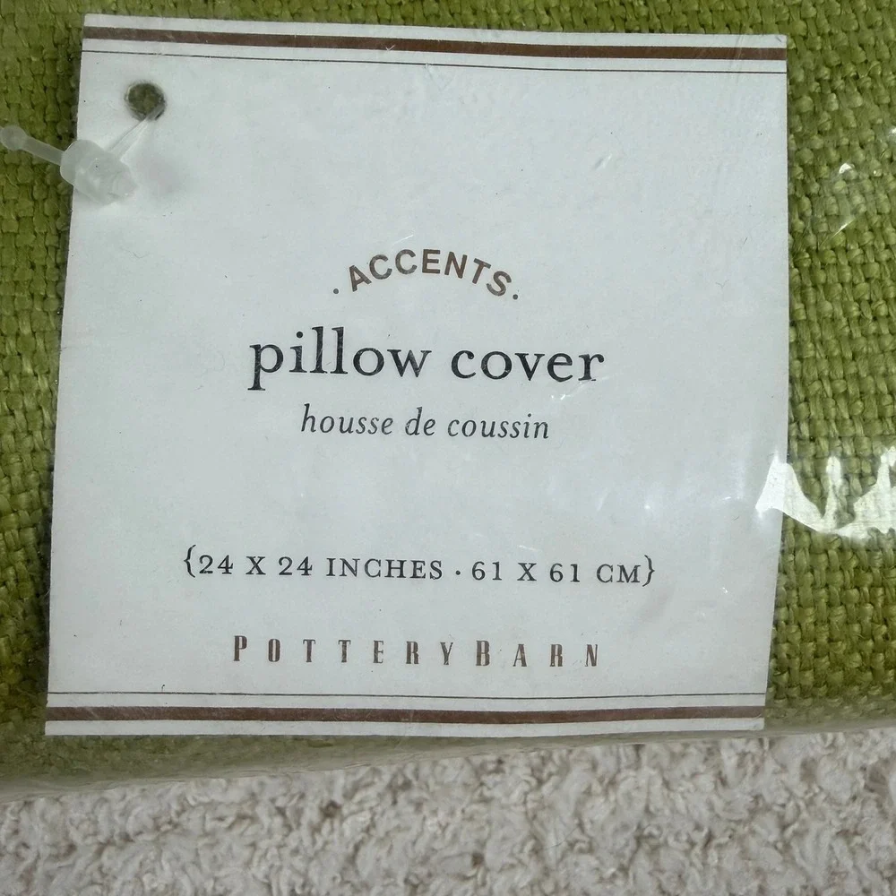 Pottery Barn Accents Green Textured Pillow Cover 24x24 Button Closure‎